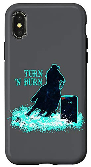 iPhone X XS Barrel Racing Barrel Racer Rodeo Turn _N Burn - Teal Grey Case