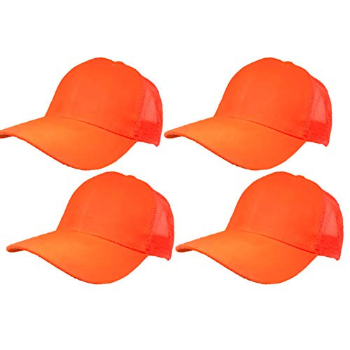 Black Duck Brand Bright Orange Hunting Safety Visual Mesh Back Adjustable Baseball Cap -4 Hats-