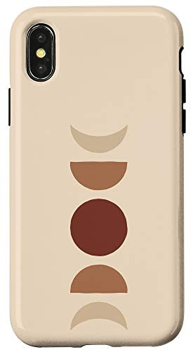 iPhone X XS Phases of Moon Boho Beige Rust Red Burnt Orange Case