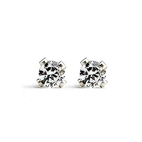 3mm Tiny Crystal Clear Cubic Zirconia CZ Gemstone Stud Earrings in Sterling Silver - April Birthstone 3mm Tiny Crystal Clear Cubic Zirconia CZ Gemstone Stud Earrings in Sterling Silver - April Birthstone