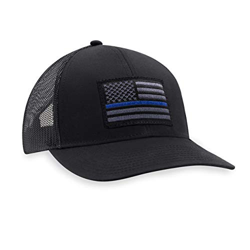 Thin Blue Line Hat  Blue Line Trucker Hat Baseball Cap Police Snapback Golf Hat -Black-
