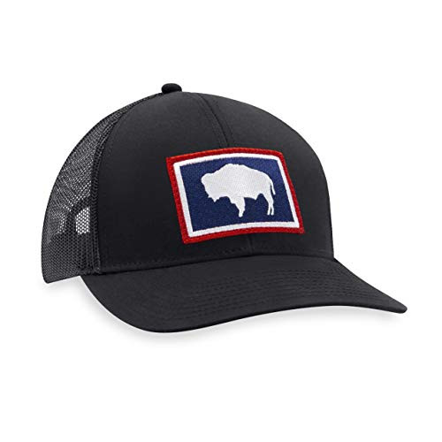 Wyoming Hat  Wyoming Flag Trucker Hat Baseball Cap State Flag Snapback Golf Hat -Black-