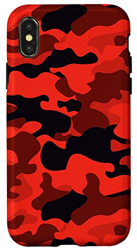 iPhone X XS Military Black Red Camouflage Pattern Outdoors Hunting Camo Case