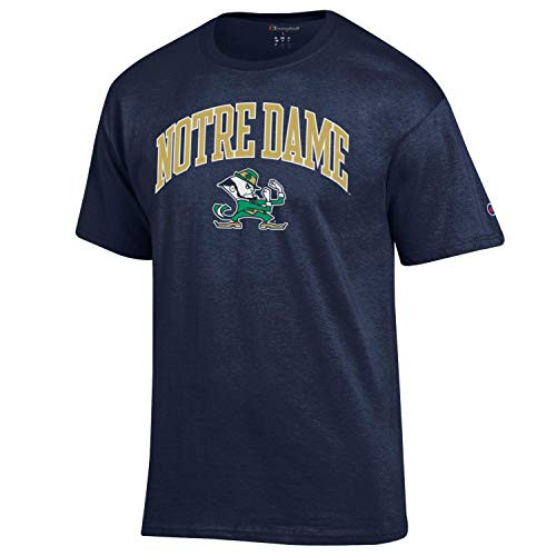 Champion NCAA Mens Arch  and  Logo Soft Style Cotton Gameday T-Shirt-Team Colors-Notre Dame Fighting Irish-Navy-XL