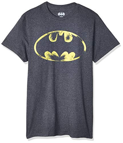 Batman Logo Bat Signal Men_s Charcoal Tee Shirt T-Shirt-X-Large