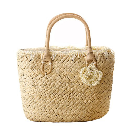 Tonwhar Handmade Cute Small Beach Tote Handbag Straw Woven Purse