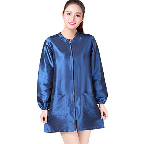 KAHOT Professional Salon Smock Stylist Jacket Cosmetology Uniform Zipper Hairdressing Cape Hairdresser Work Clothes Hair Beauty SPA Guest Client Kimono Gown -XL  Blue-