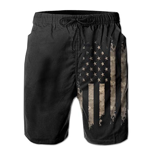 American Flag Men_s Summer Swim Trunks Quick Dry Board Shorts with Mesh Lining