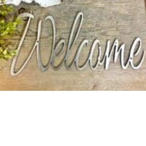 Welcome Script Metal Word Art Sign Entryway Farmhouse Wall Hanging Plaque Home Decor
