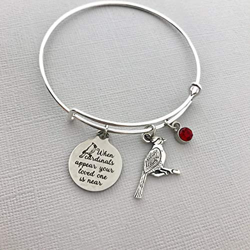 When Cardinals appear your loved one is near bracelet - Sympathy Gift Memorial Jewelry Family Loss Remembrance Adjustable Bangle Charm When Cardinals appear your loved one is near bracelet - Sympathy Gift Memorial Jewelry Family Loss Remembrance Adjustable Bangle Charm