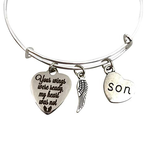 Memorial Gift for Loss of Son Bracelet Your Wings were ready my heart was not Memorial Gift for Loss of Son Bracelet Your Wings were ready my heart was not
