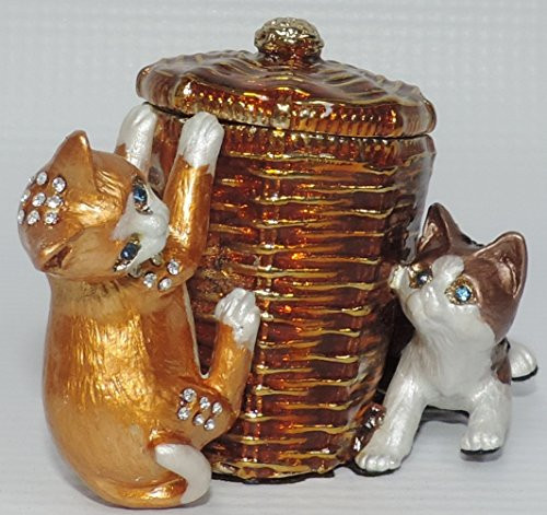 Basket with Cats Kittens Trinket Box