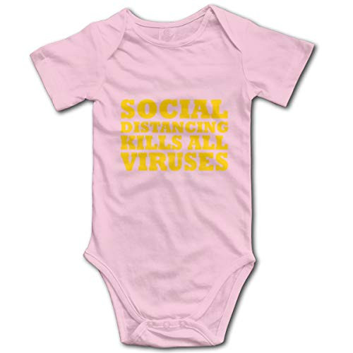 N-A Social Distancing Kills All Viruses Baby Bodysuit Girl  and  Boy Cotton Clothes Pink
