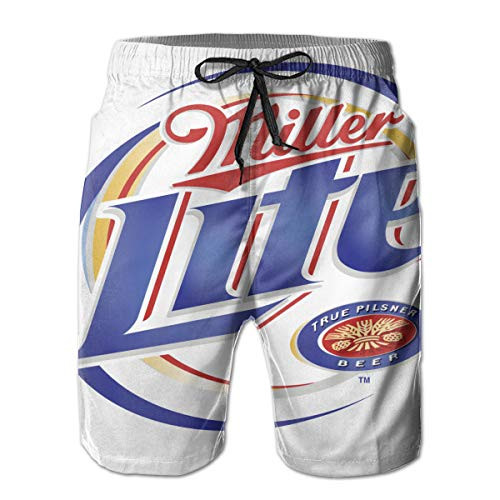 Miller Lite Men_s Quick Dry Swim Trunks Beach Shorts Board Shorts with Mesh Lining