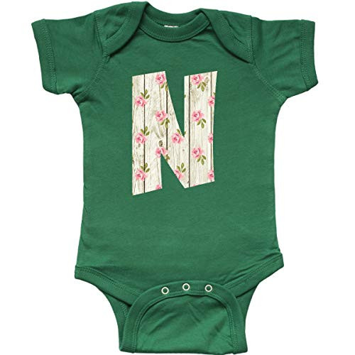 inktastic Cute Floral Initial N Infant Creeper Newborn Kelly Green 3cb58