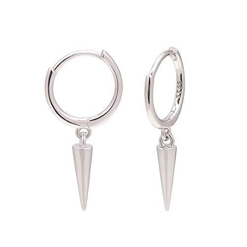 925 Sterling Silver Small Huggie Hoop Earrings Dangle Spike