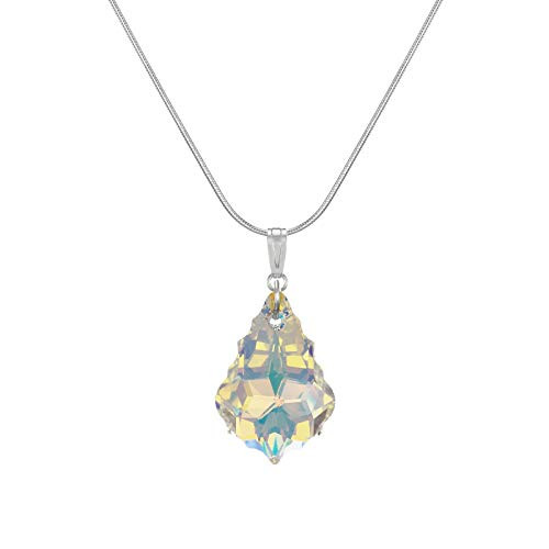 Crystal Aurora Borealis Baroque Sterling Silver Snake Chain Necklace 18 inch Crystal Aurora Borealis Baroque Sterling Silver Snake Chain Necklace 18 inch