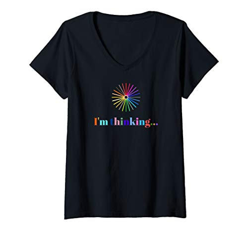 Womens I_m thinking funny Shirt with humor V-Neck T-Shirt