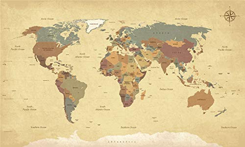 World Wall Map  Printed On Self-adhesive Vinyl  Multiple Sizes  Peel And Stick  Large World Map  World Map Art  World Map Mural  World Map Decal  World Map Wall Decal  World Map Kids Room