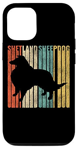 iPhone 12 12 Pro Shetland Sheepdog Retro 1970_s Dog Sheltie Distressed Case