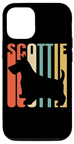 iPhone 12 12 Pro Scottish Terrier Retro 1970_s Dog Silhouette Scottie Case