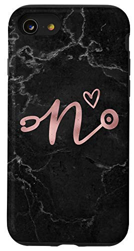 iPhone SE -2020-   7   8 Cute Letter N Initial Monogram Nurse Rose Pink Stethoscope Case