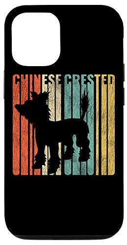 iPhone 12 12 Pro Chinese Crested Retro 1970_s Dog Cracked Distressed Case