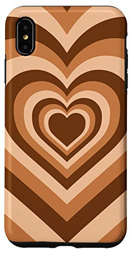 iPhone XS Max Love Heart Coffee Latte Brown Pattern Valentines Phone Case