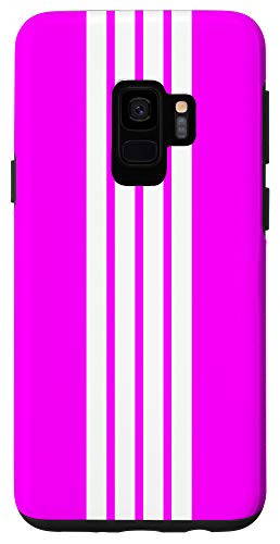 Galaxy S9 Classic White Retro Stripes on Pink 70_s Style Case