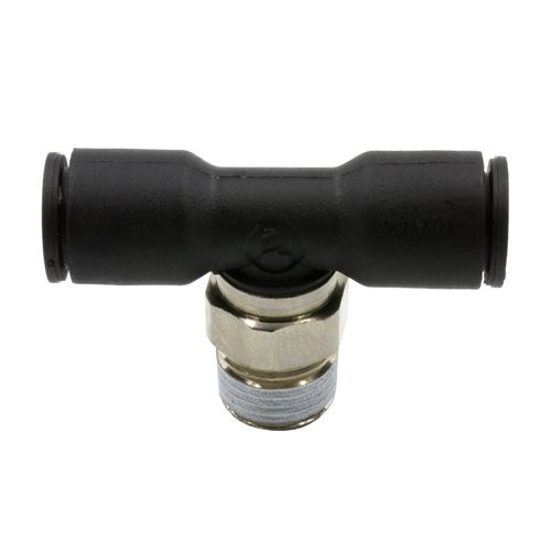 AutoMeter ALMT Carbon Dioxide System Quick Connector Air Line Tee 1/4 in. OD Quick Disconnect To 1/8 in. NPT Carbon Dioxide System Quick Connector