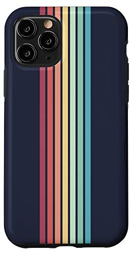 iPhone 11 Pro Vertical Rainbow Colors Retro Stripes 70_s Style Design Case