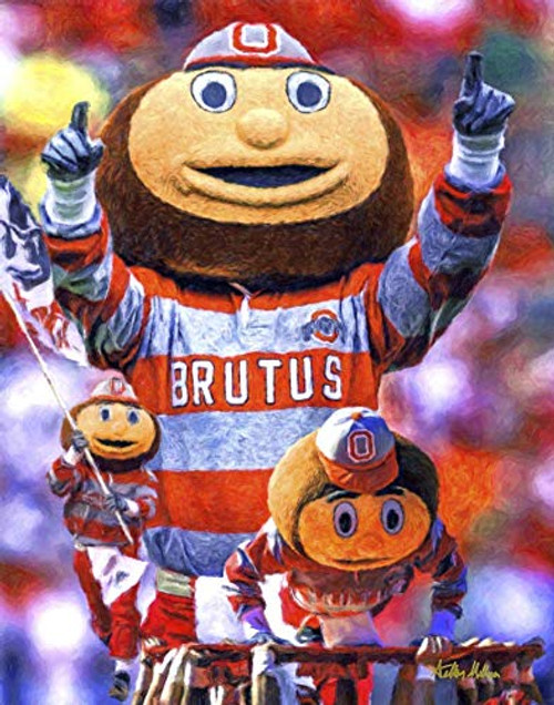 Brutus Mascot Ohio State Buckeyes NCAA College Football Art Print 11x14-24x30 Brutus Mascot Ohio State Buckeyes NCAA College Football Art Print 11x14-24x30