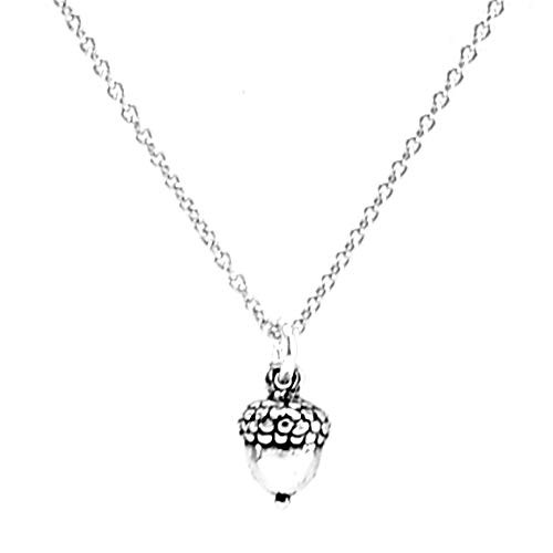 Sterling Silver 3D Petite Acorn Charm Necklace  18inch