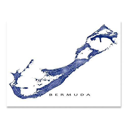 Bermuda Map Art Print 8x10  Bermuda Poster 24x36  Handmade Topographic Bermuda Islands Wall Art Prints  Bermuda Decor  Bermuda Gifts by Maps As Art