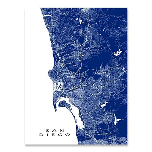 San Diego Map Wall Art Print 8x10  San Diego Art Wall Decor  Handmade San Diego Poster City Street Artwork 24x36 by Maps As Art