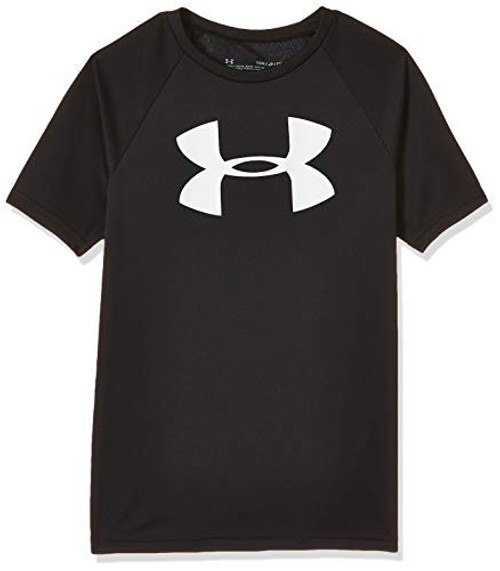 Under Armour Boys_ Tech Big Logo Short Sleeve Gym T-Shirt   Black -001- White   Youth X-Small