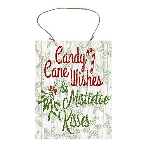 Candy Cane Wishes Mistletoe Kisses Printed Handmade Wood Sign