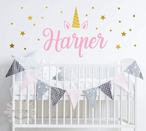 Unicorn name room Girls Name Decal Nursery Custom name sticker Personalized Wall Decal Baby Name Decal kidsroom
