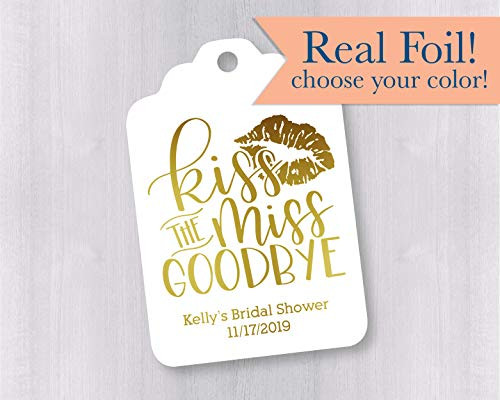 Kiss The Miss Goodbye  Foiled Bridal Shower Tags -ST-396-F-