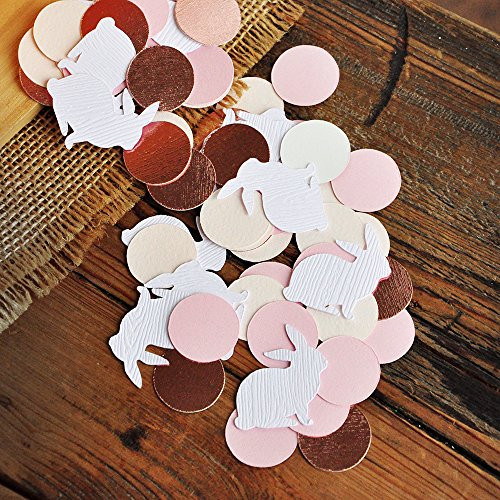 Pink Bunny Decorations. Some Bunny is One Decor. White Woograin Bunny Confetti with Pink Circles 2 Packs -50CT each-.