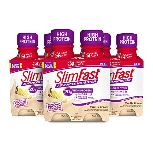 SlimFast Advanced Nutrition Vanilla Cream Shake  Ready To Drink Meal Replacement  20g of Protein  11 Fl. Oz. Bottle  12 Count - Pantry Friendly