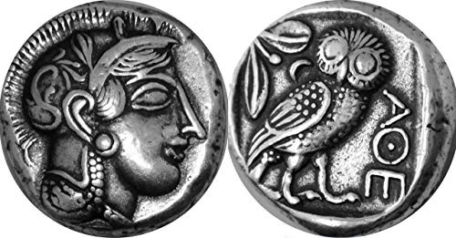 Golden Artifacts Athena and Owl Famous Greek Coin Mark of Athena Percy Jackson Teen Gift Unique Gift Greek Mythology -PJ12-S- Golden Artifacts Athena and Owl Famous Greek Coin Mark of Athena Percy Jackson Teen Gift Unique Gift Greek Mythology -PJ12-S-