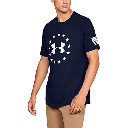 Under Armour Men_s Freedom Logo T-Shirt   Academy Blue -408- White   X-Large