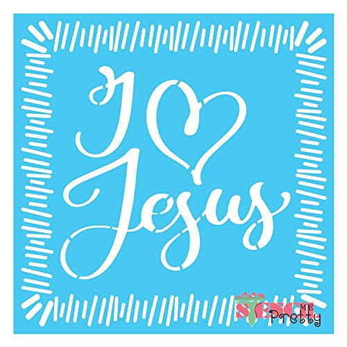 I Love Jesus Religious Stencil Best Vinyl Large Stencils for Painting on Wood  Canvas  Wall  etc.-S -13inch  x 13inch -- Brilliant Blue Color Material