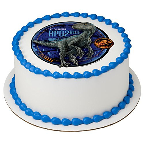 Jurassic World Fallen Kingdom Blue Edible Cake Topper or Cupcake Topper Decorations -8inch  Round-