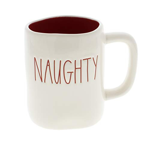 Rae Dunn by Magenta NAUGHTY and NICE Ceramic LL Coffee Mug Red Interior