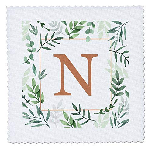 3dRose Monogram initial letter N in gold framed in leaves and a gold. - Quilt Squares -qs_337448_3-