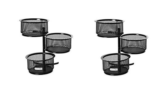 Rolodex Mesh Collection 3-Tier Swivel Tower Sorter  Black -62533-  2 Pack