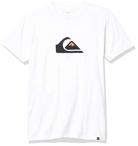 Quiksilver Men_s Comp Logo Short Sleeve Tee Shirt  White Black  S
