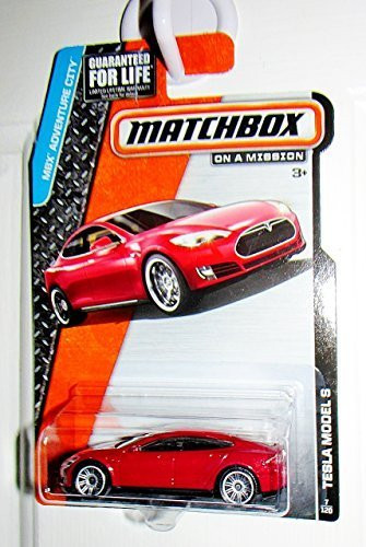 2015 Matchbox MBX Adventure City  Tesla Model S -Red-